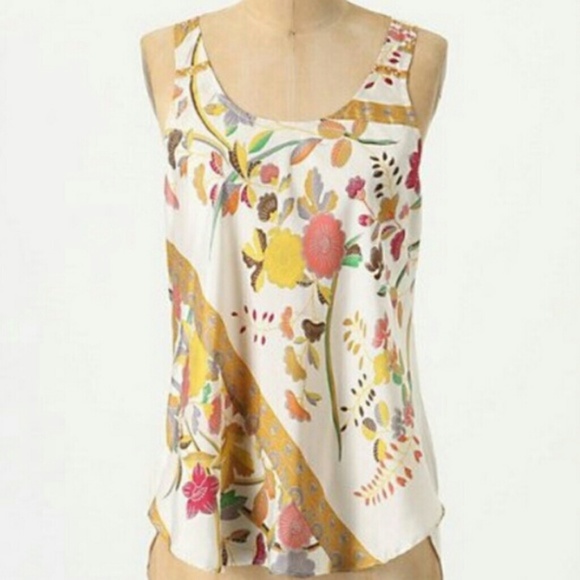 Anthropologie RARE Silk Tank Floral - Picture 4 of 7
